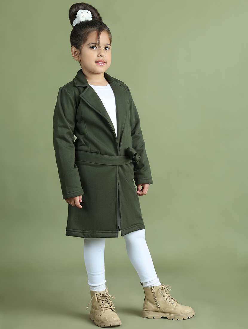 girls solid long sleeve trench coat - 21731889 -  Standard Image - 3