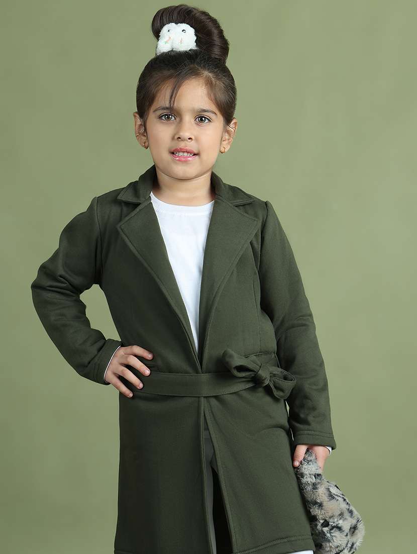 girls solid long sleeve trench coat - 21731889 -  Standard Image - 5