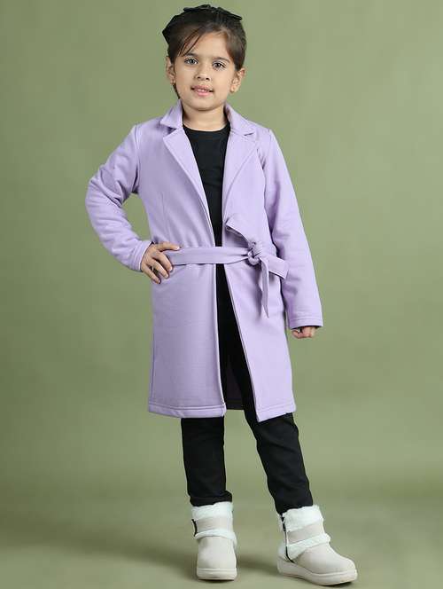 girls solid long sleeve trench coat - 21731890 -  Standard Image - 0