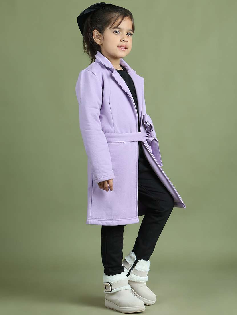 girls solid long sleeve trench coat - 21731890 -  Standard Image - 3