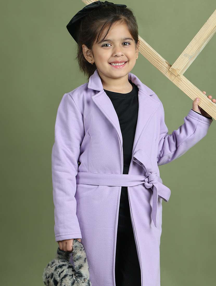 girls solid long sleeve trench coat - 21731890 -  Standard Image - 5