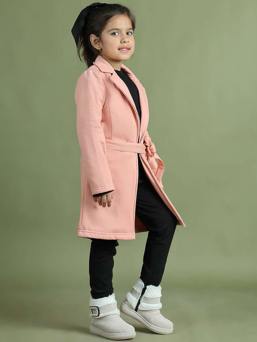 girls solid long sleeve trench coat - 21731891 - Standard Image - 3