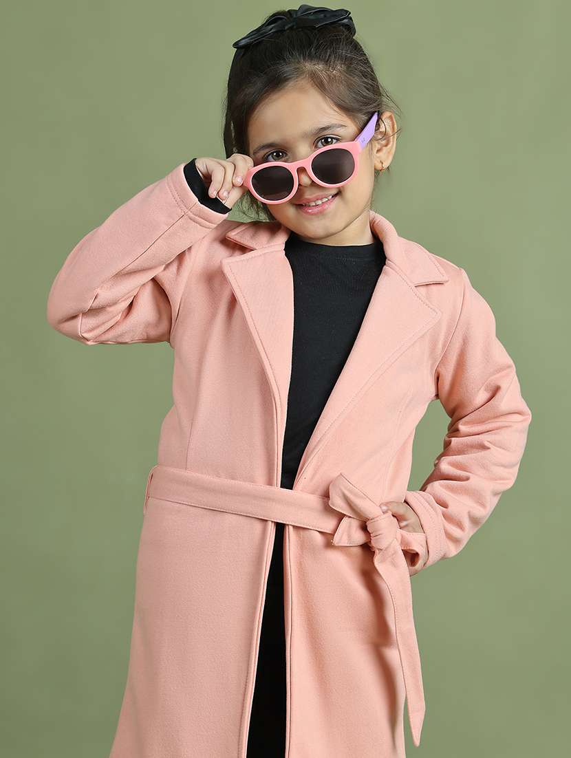 girls solid long sleeve trench coat - 21731891 - Standard Image - 5