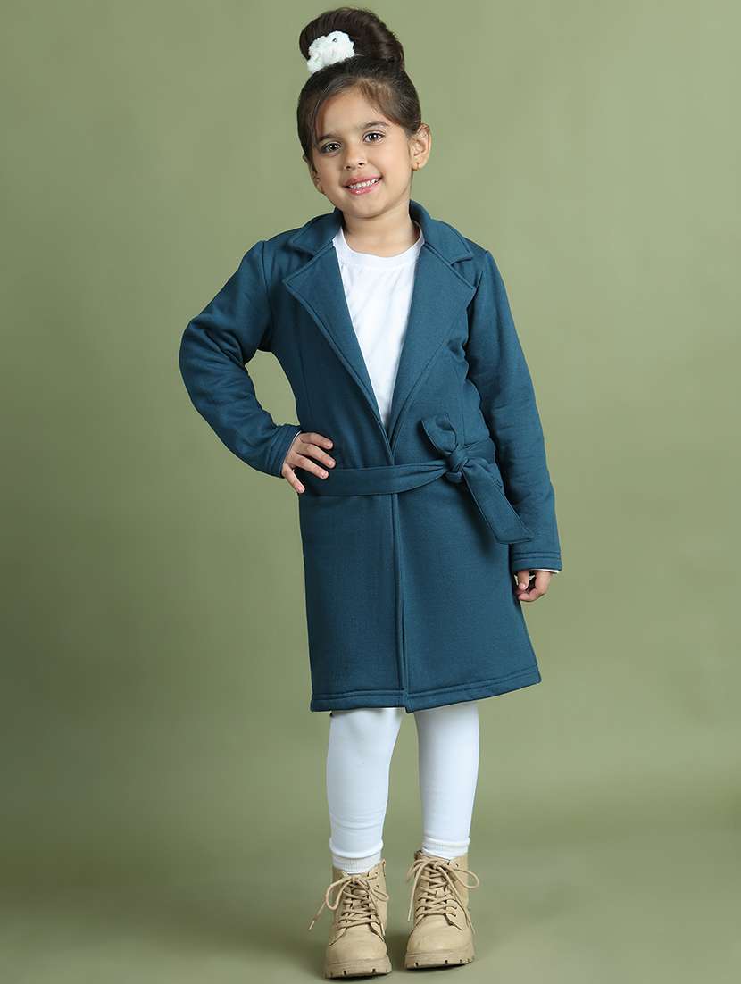 girls solid long sleeve trench coat - 21731892 - Zoom Image - 0