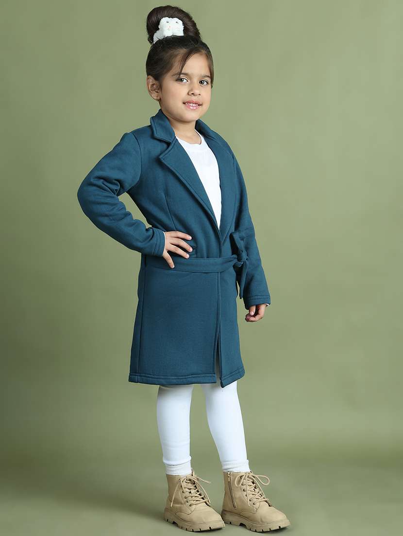 girls solid long sleeve trench coat - 21731892 - Standard Image - 3
