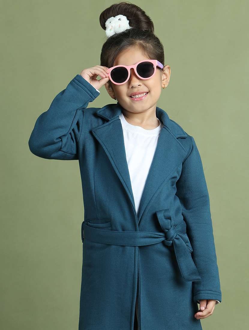 girls solid long sleeve trench coat - 21731892 - Standard Image - 5