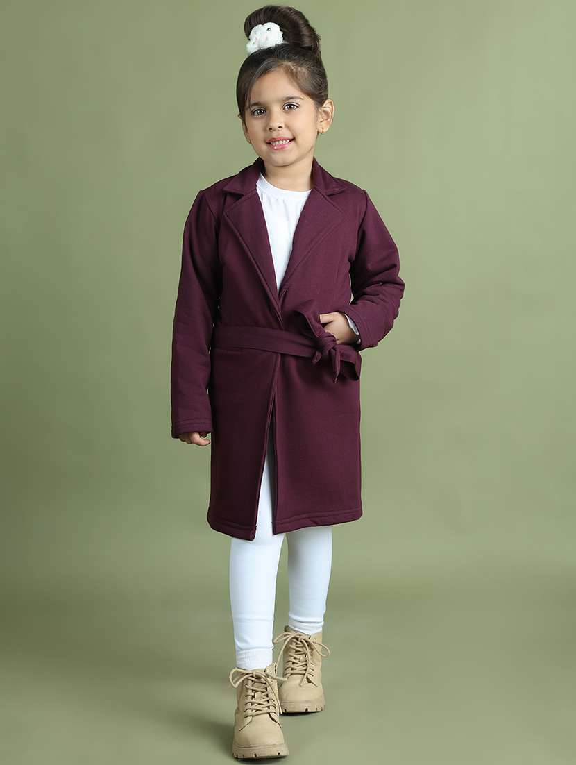girls solid long sleeve trench coat - 21731893 - Zoom Image - 0