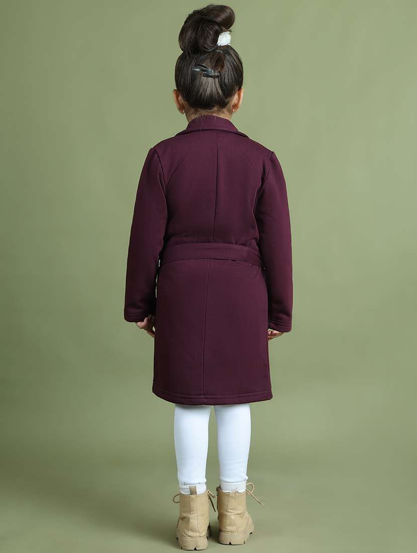 girls solid long sleeve trench coat - 21731893 - Standard Image - 3