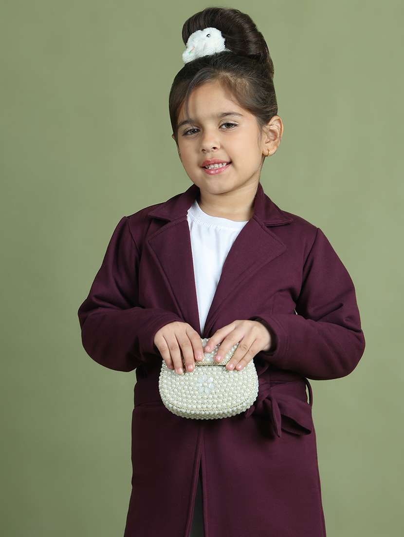 girls solid long sleeve trench coat - 21731893 - Standard Image - 5