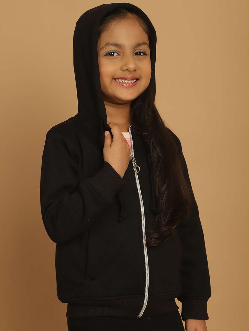 girls solid long sleeve hooded sweatshirt - 21731950 - Standard Image - 3
