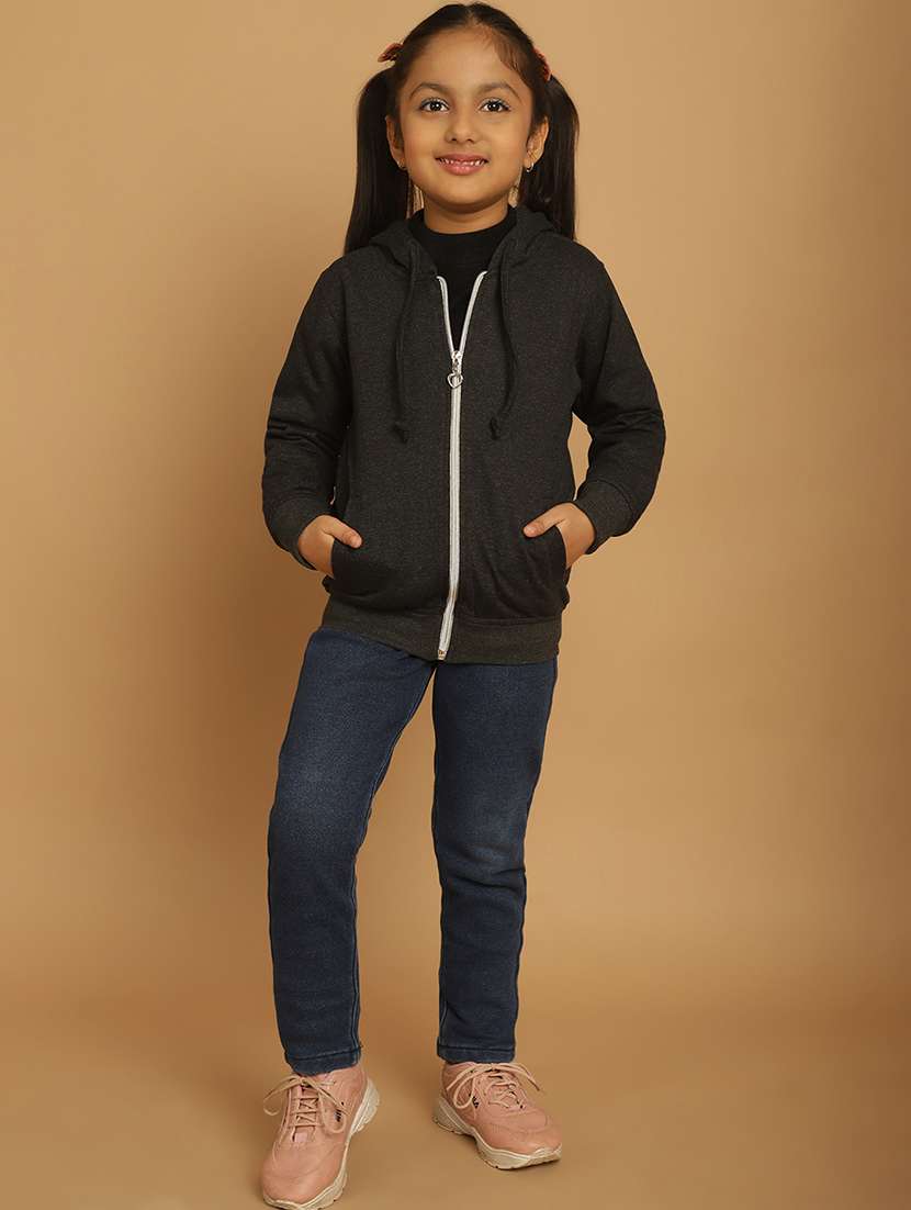 girls solid long sleeve hooded sweatshirt - 21731951 -  Standard Image - 5