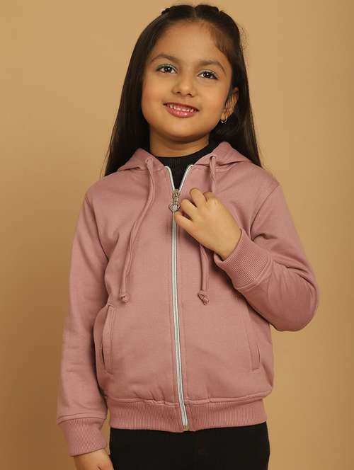 girls solid long sleeve hooded sweatshirt - 21731952 -  Standard Image - 0