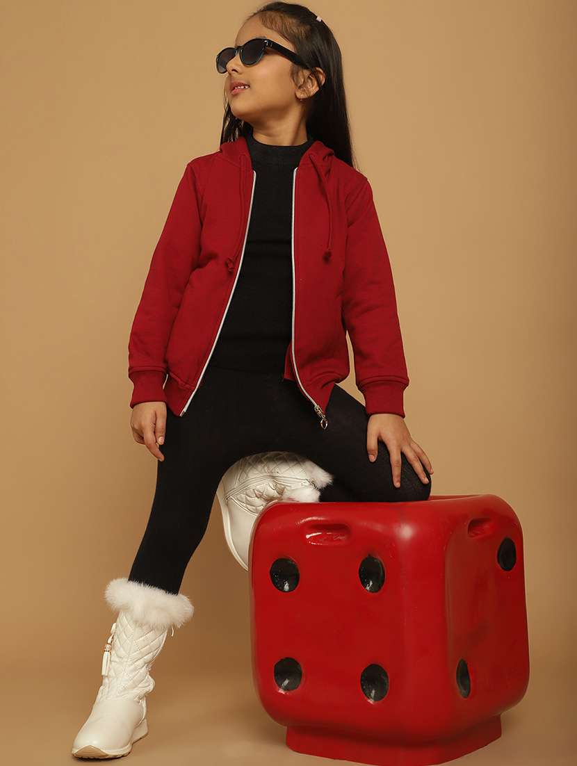 girls solid long sleeve hooded sweatshirt - 21731953 - Standard Image - 5