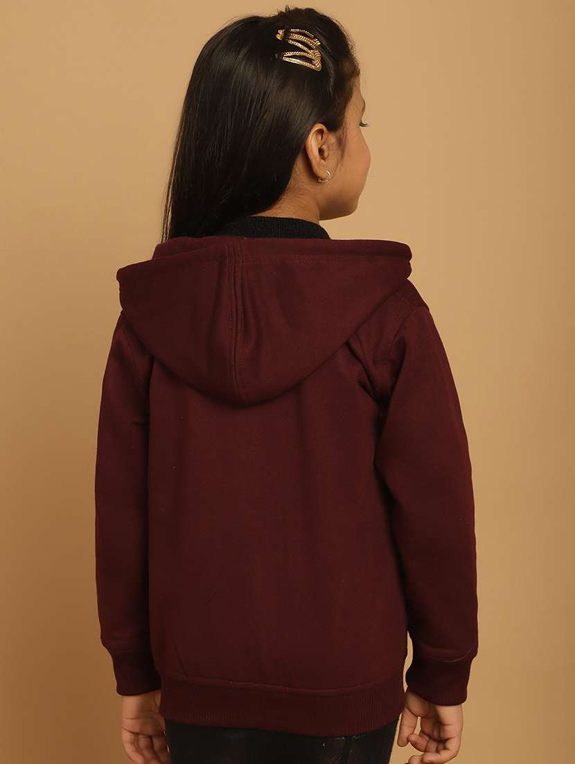 girls solid long sleeve hooded sweatshirt - 21731954 - Standard Image - 3