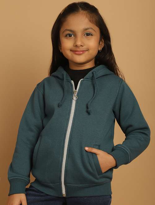 girls solid long sleeve hooded sweatshirt - 21731955 -  Standard Image - 0