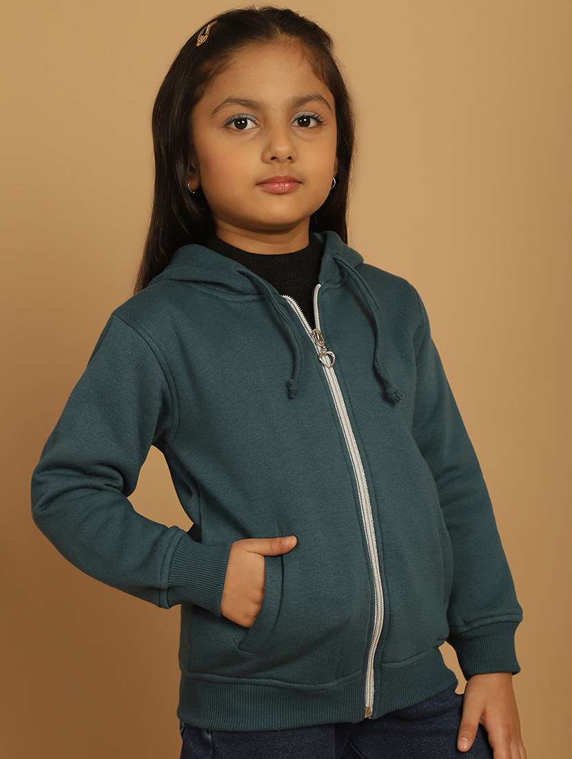 girls solid long sleeve hooded sweatshirt - 21731955 -  Standard Image - 3