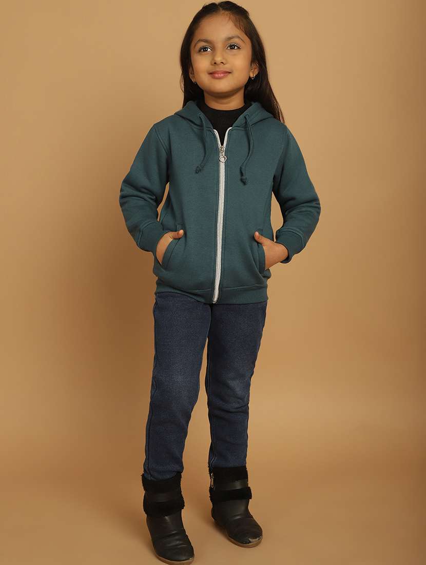 girls solid long sleeve hooded sweatshirt - 21731955 -  Standard Image - 5