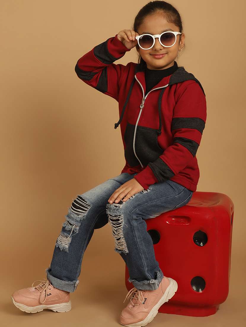 girls color block long sleeve sweatshirt - 21731959 -  Standard Image - 5