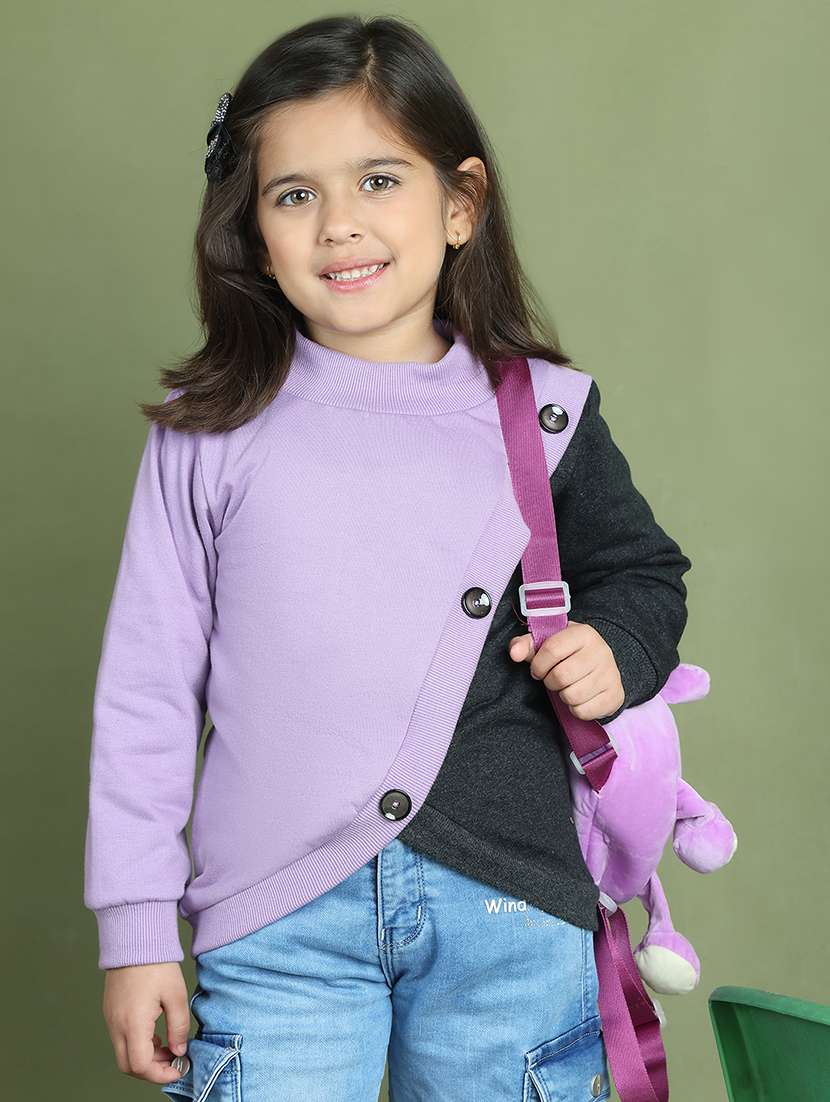 girls color block long sleeve sweatshirt - 21731983 -  Standard Image - 3