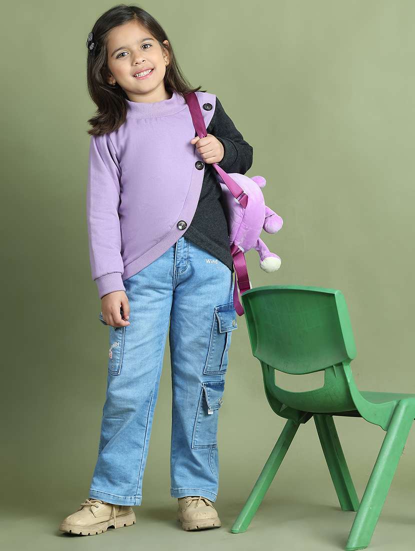 girls color block long sleeve sweatshirt - 21731983 -  Standard Image - 5