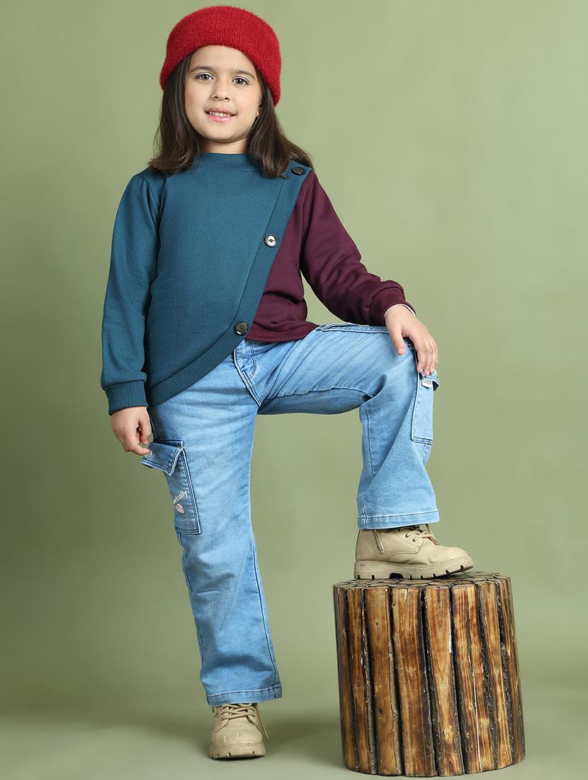 girls color block long sleeve sweatshirt - 21731984 - Standard Image - 5