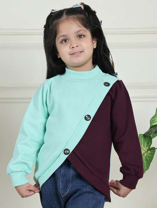 girls color block long sleeve sweatshirt