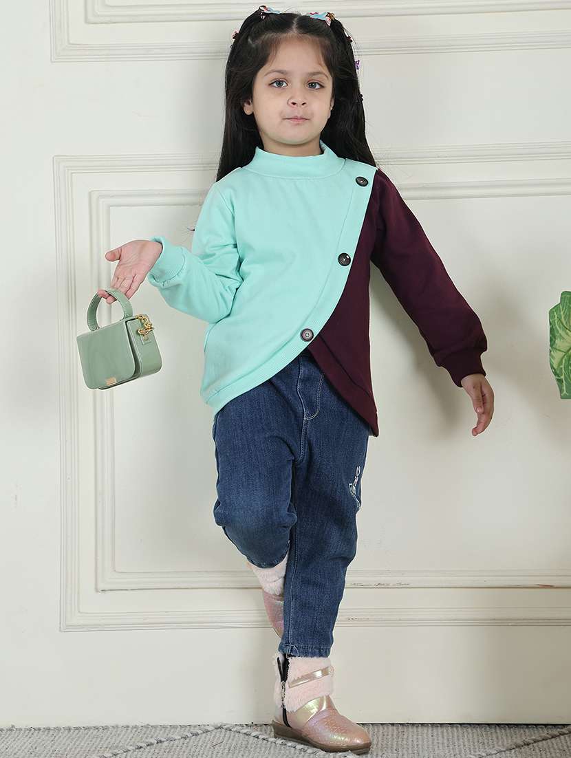 girls color block long sleeve sweatshirt - 21731997 -  Standard Image - 5