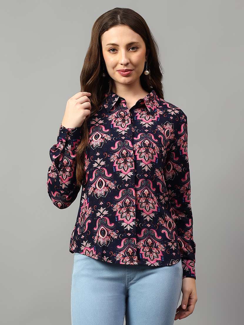 women printed long sleeve shirt