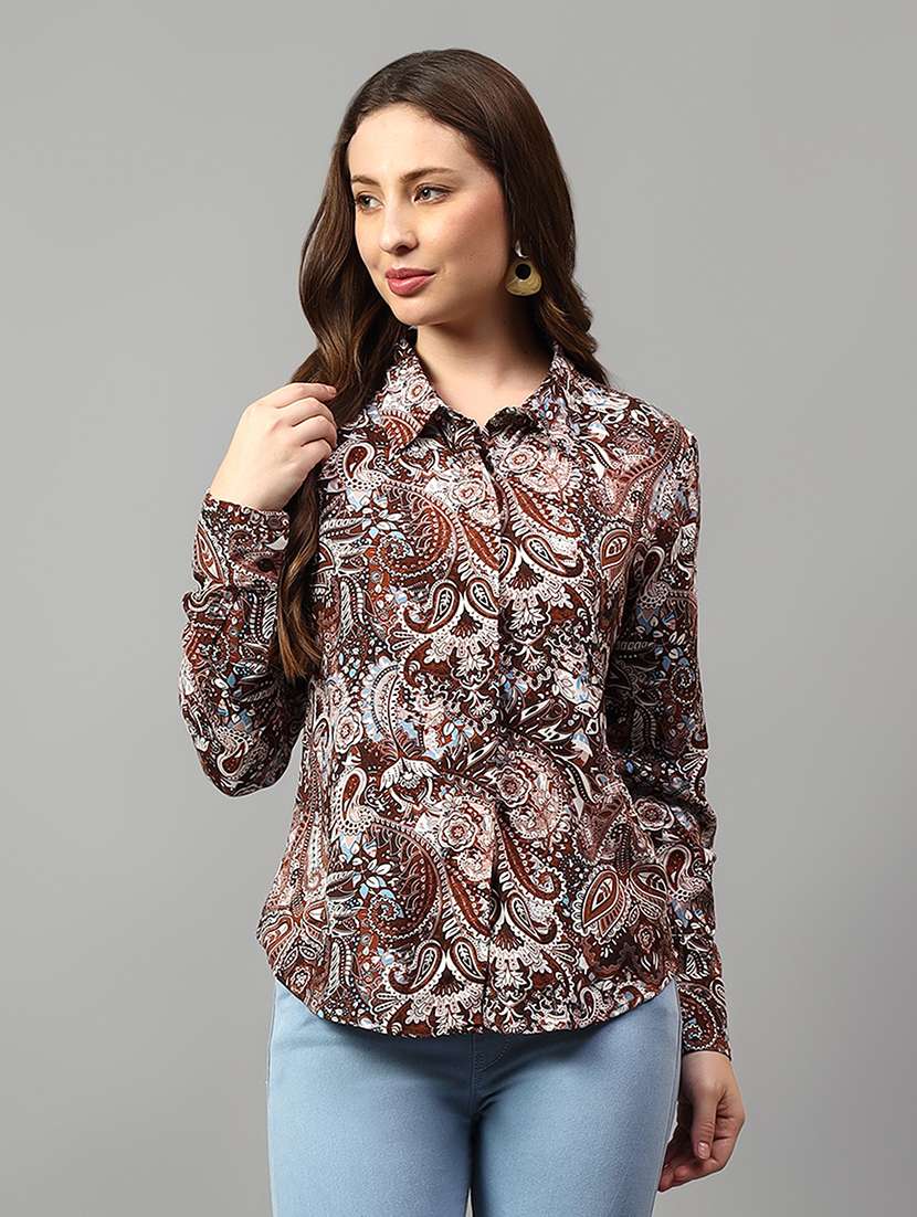 women printed long sleeve shirt