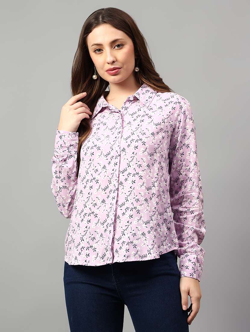women floral printed long sleeve shirt