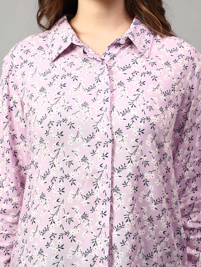 women floral printed long sleeve shirt - 21732004 -  Standard Image - 5