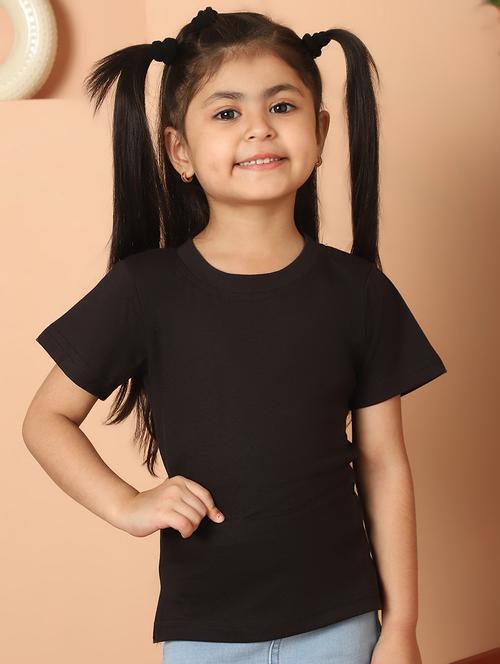 girls solid round neck tee - 21732005 -  Standard Image - 0