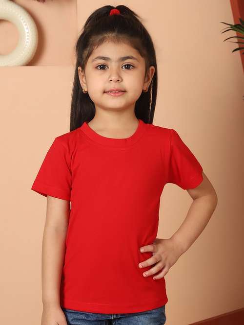 girls solid round neck tee - 21732007 -  Standard Image - 0