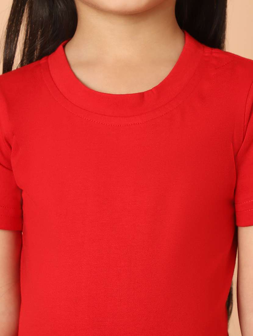 girls solid round neck tee - 21732007 -  Standard Image - 5