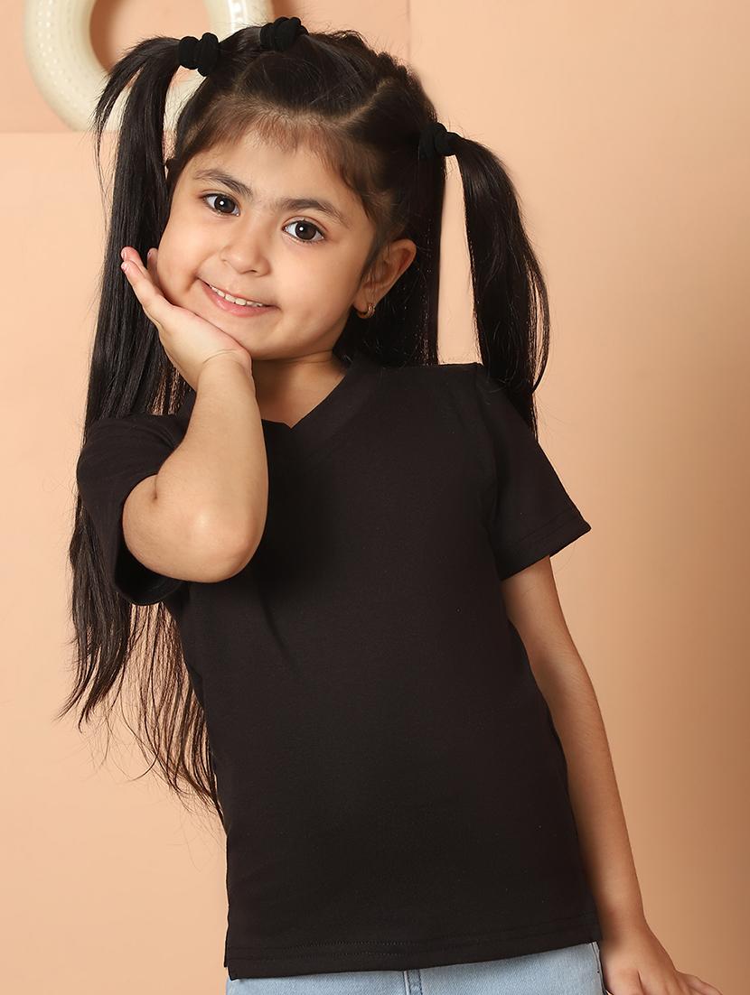 girls black solid short sleeve tee - 21732010 - Zoom Image - 0