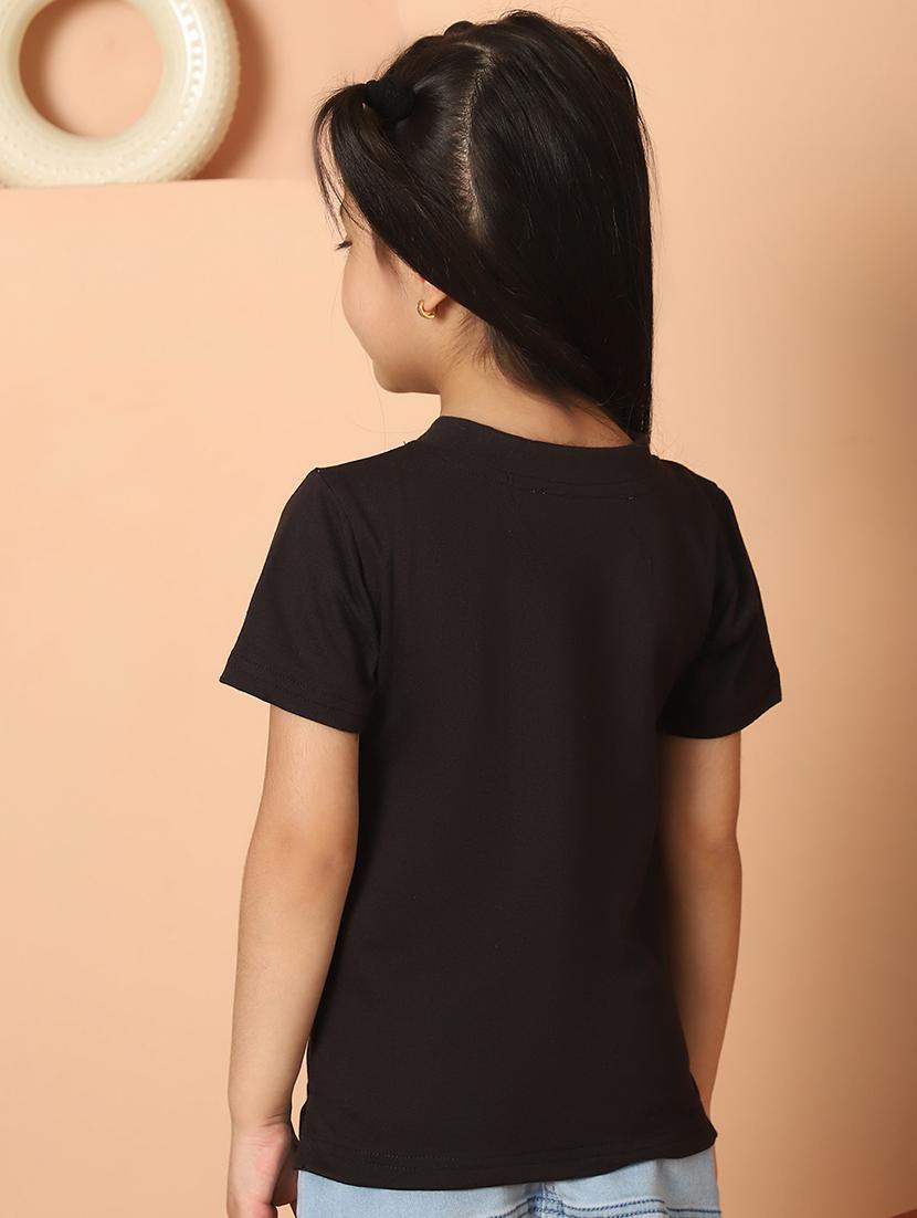 girls black solid short sleeve tee - 21732010 - Standard Image - 3