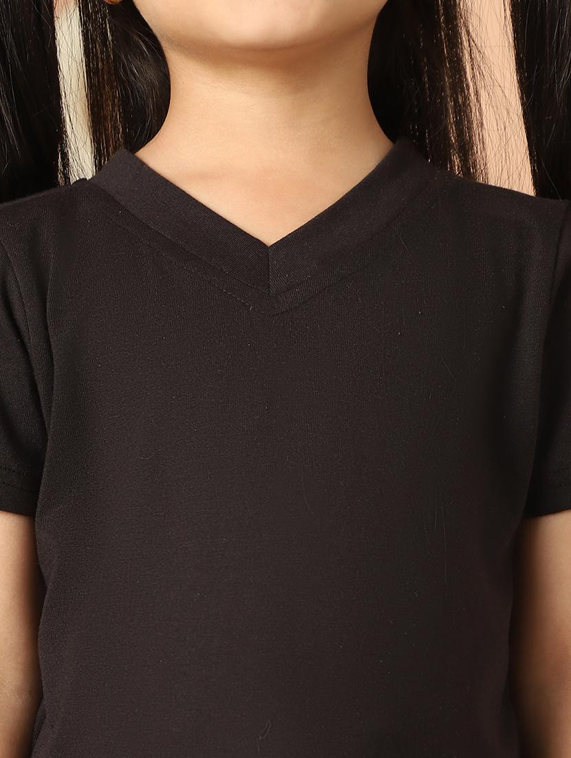girls black solid short sleeve tee - 21732010 - Standard Image - 5
