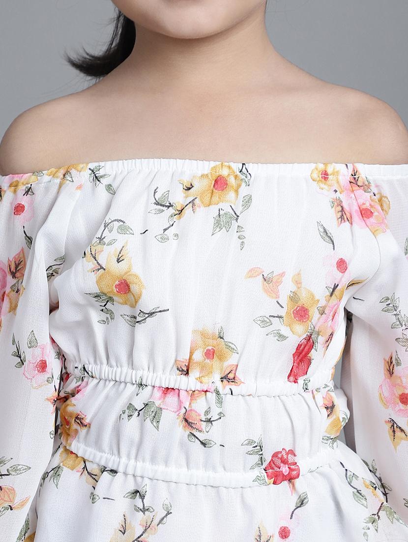 girls off white floral printed off shoulder top - 21732055 - Standard Image - 5