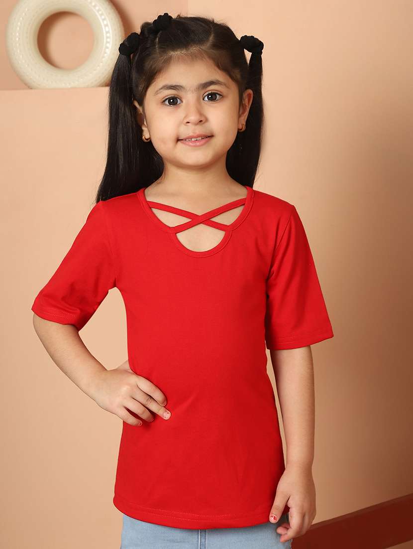 girls solid short sleeve top