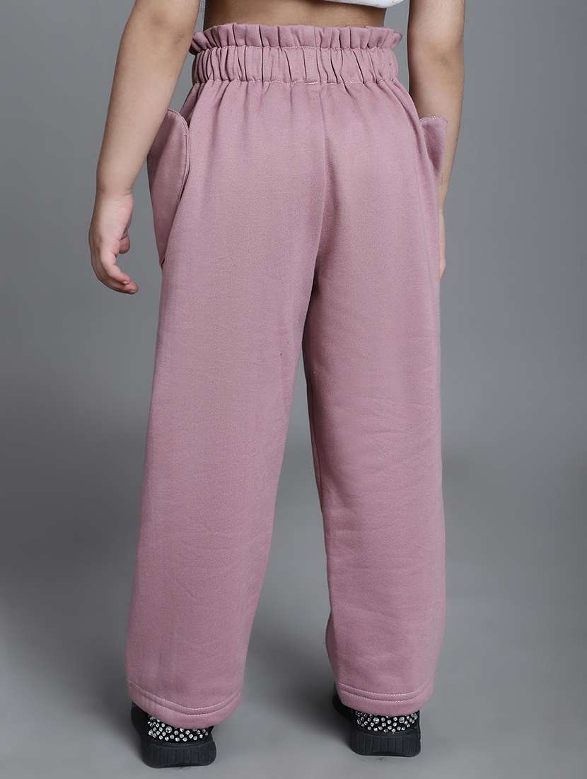 girls solid mid rise casual trouser - 21732075 - Standard Image - 3