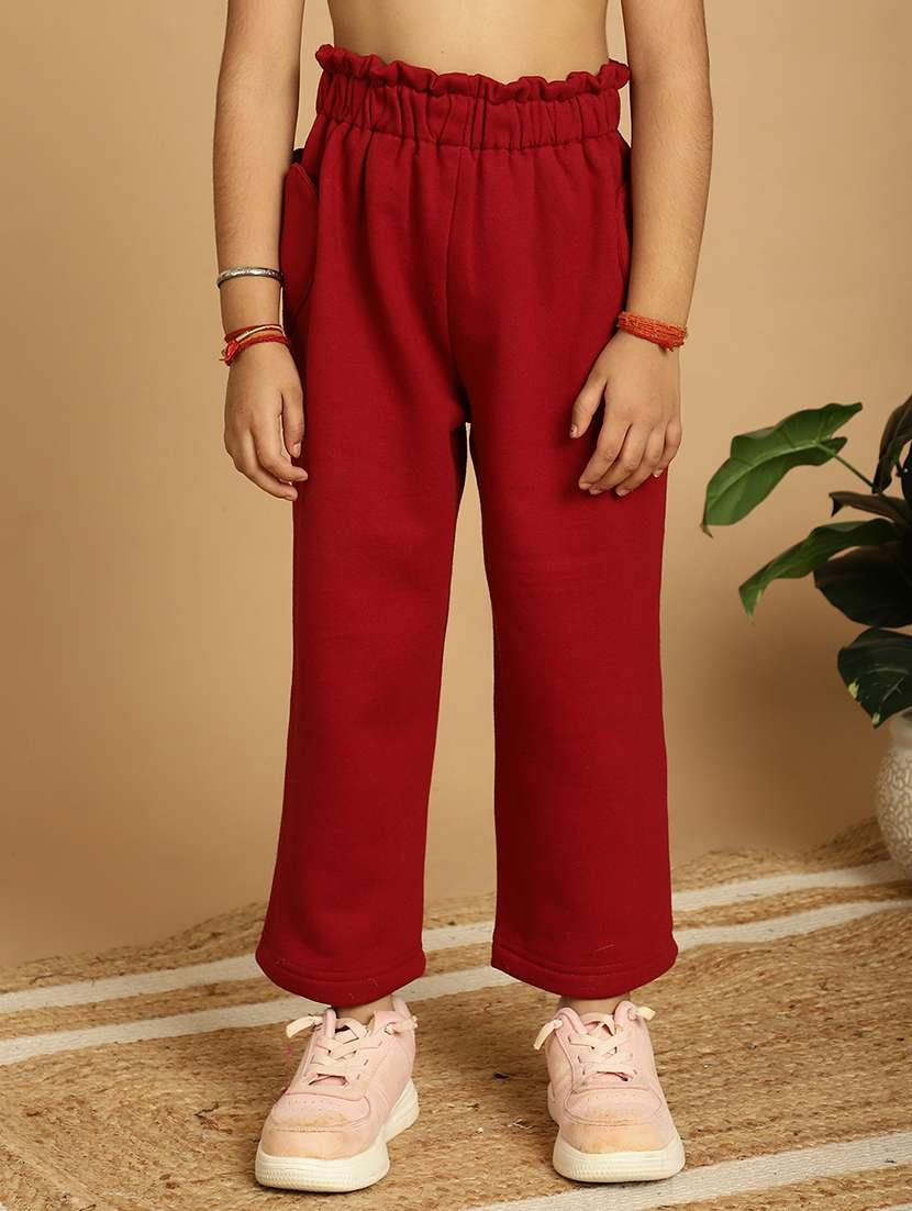 girls solid mid rise casual trouser - 21732076 -  Zoom Image - 0