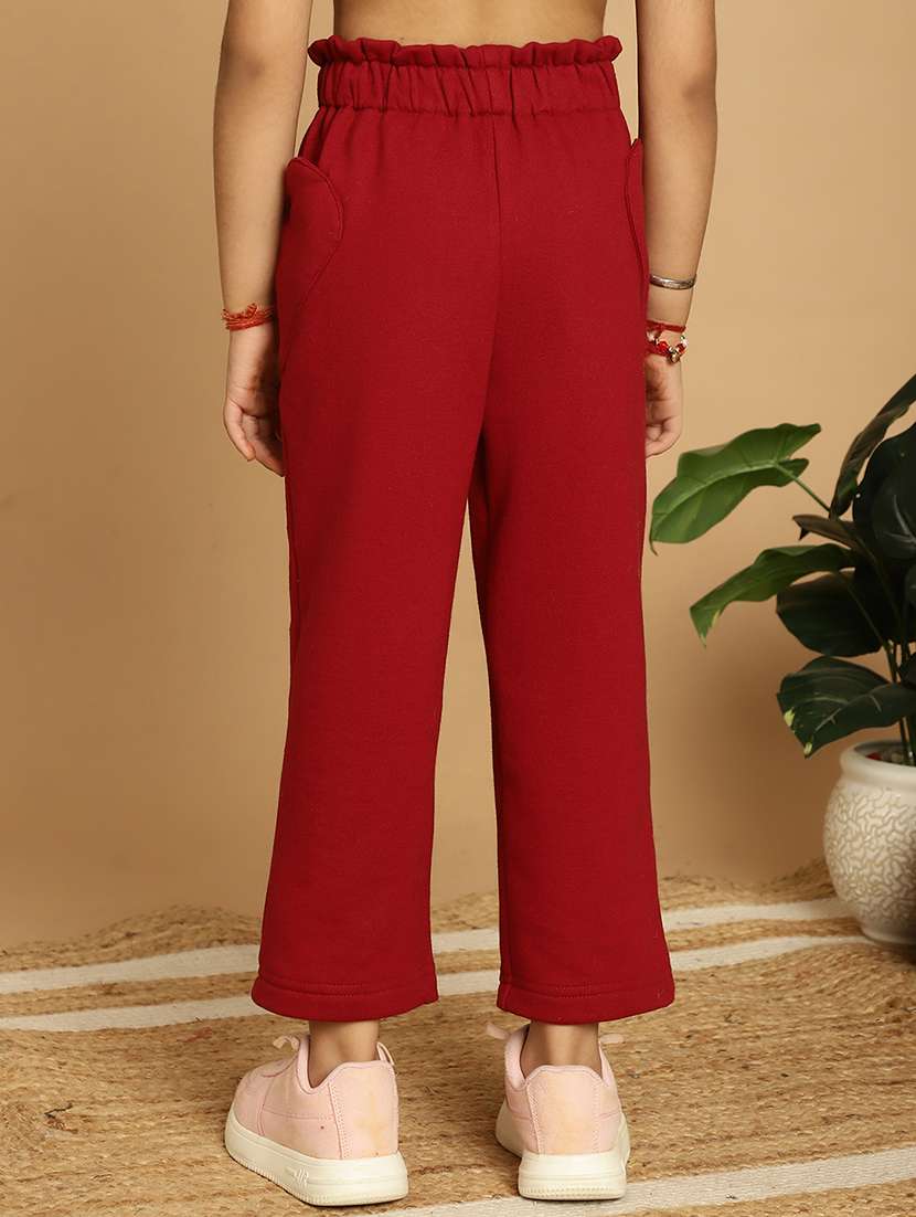 girls solid mid rise casual trouser - 21732076 - Standard Image - 3