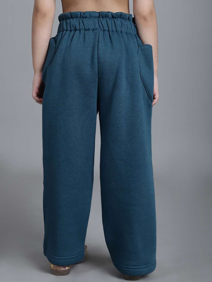 girls solid mid rise casual trouser - 21732078 - Standard Image - 3