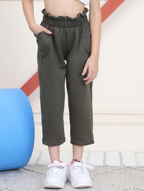 girls solid mid rise casual trouser - 21732086 -  Standard Image - 0