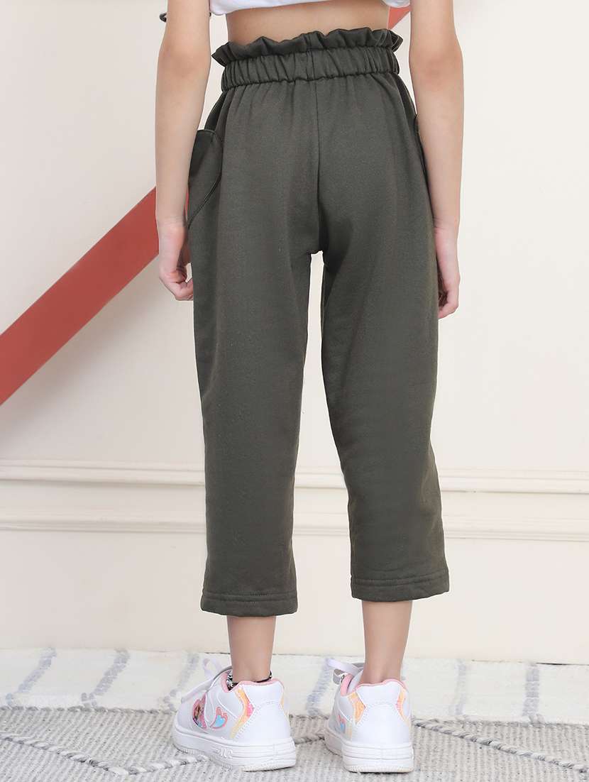 girls solid mid rise casual trouser - 21732086 -  Standard Image - 3