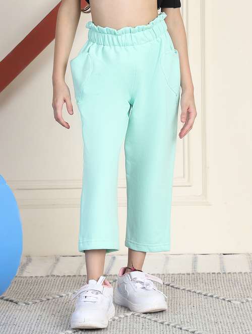 girls solid mid rise casual trouser - 21732087 -  Standard Image - 0