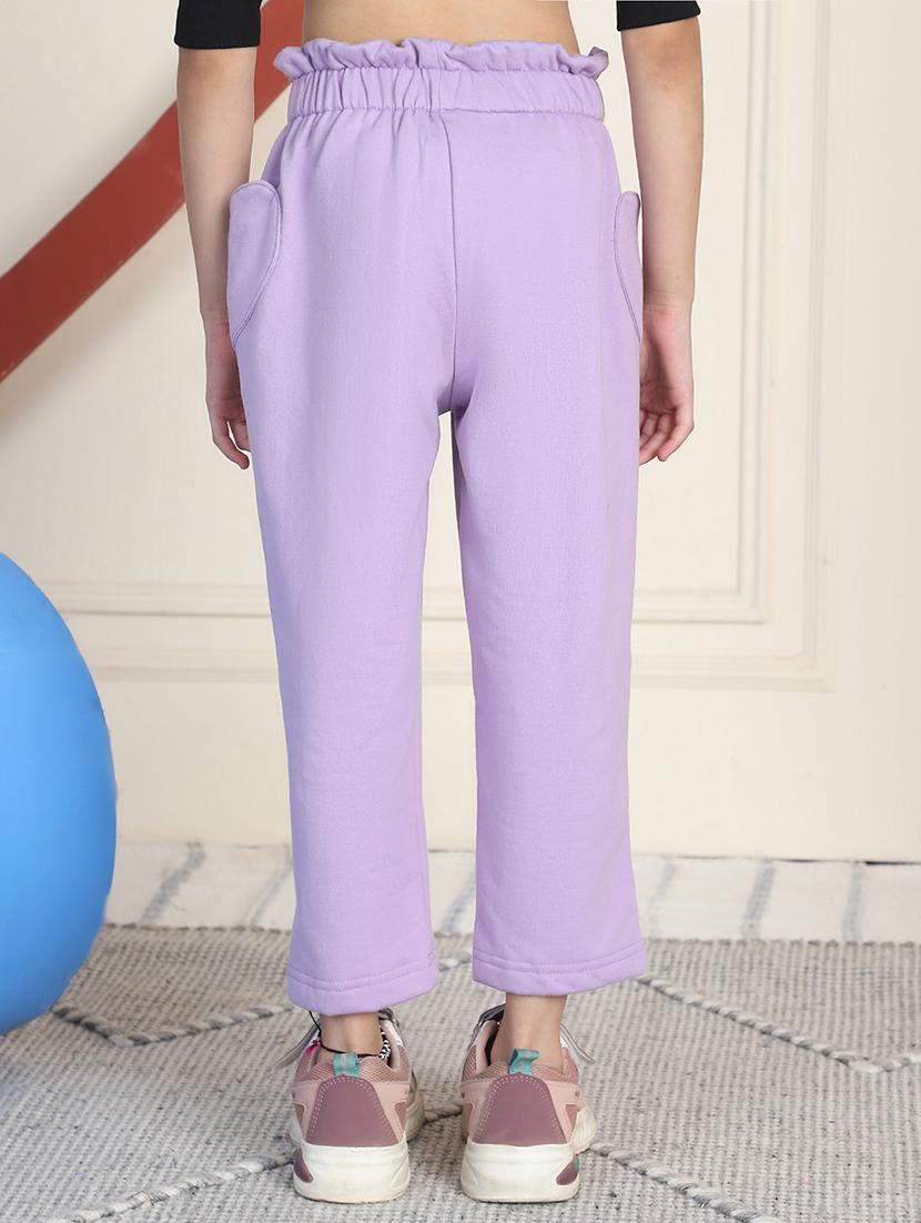 girls solid mid rise casual trouser - 21732088 - Standard Image - 3