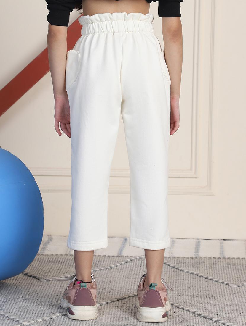 girls solid mid rise casual trouser - 21732089 - Standard Image - 3