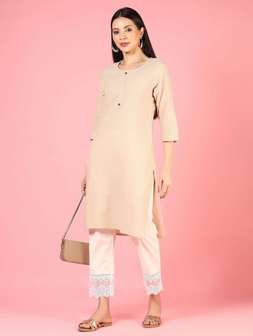 women three quarter sleeve straight kurta - 21732133 - Standard Image - 3