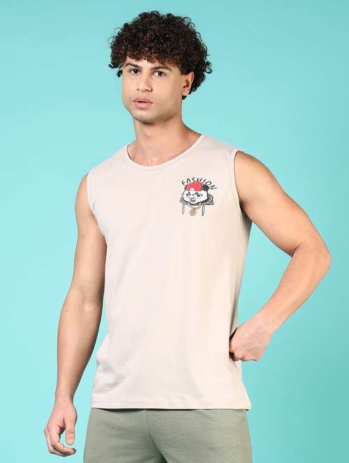 men front & back sleeveless regular fit t-shirt